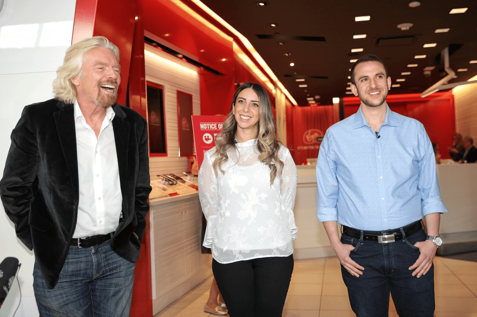 Richard Branson with Swob founders Stephanie and Alexander Florio
